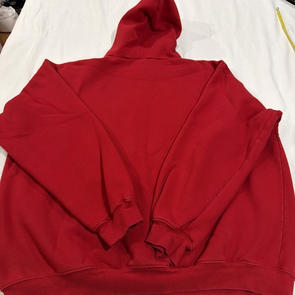 Adidas Mens Red Fleece Hoodie Embroidered Center Logo Pullover XL Athleisure - Picture 4 of 7